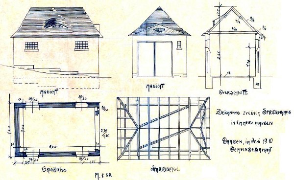 Bauplan für das Feuerwehrhaus